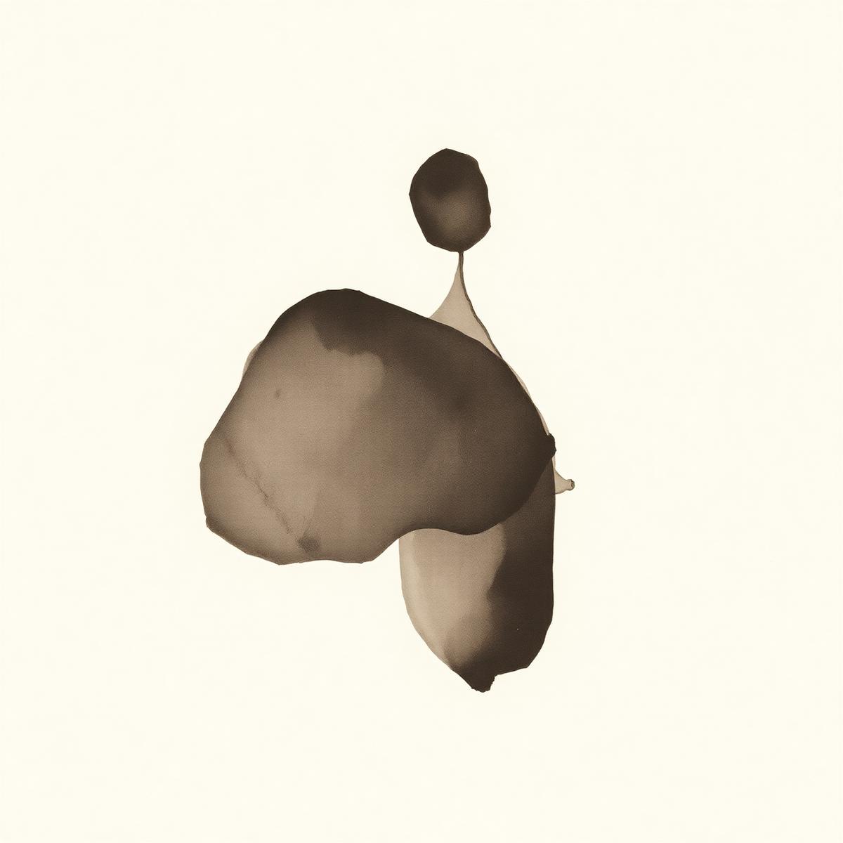 Minimal ink wash forms on warm off-white paper, an album cover.